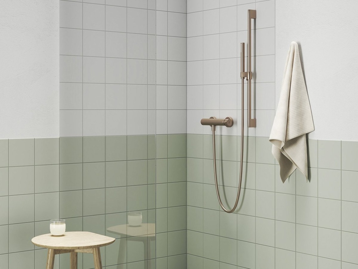 Ravak 974.60GLB Sprchová tyč s držákem, Gold Brushed