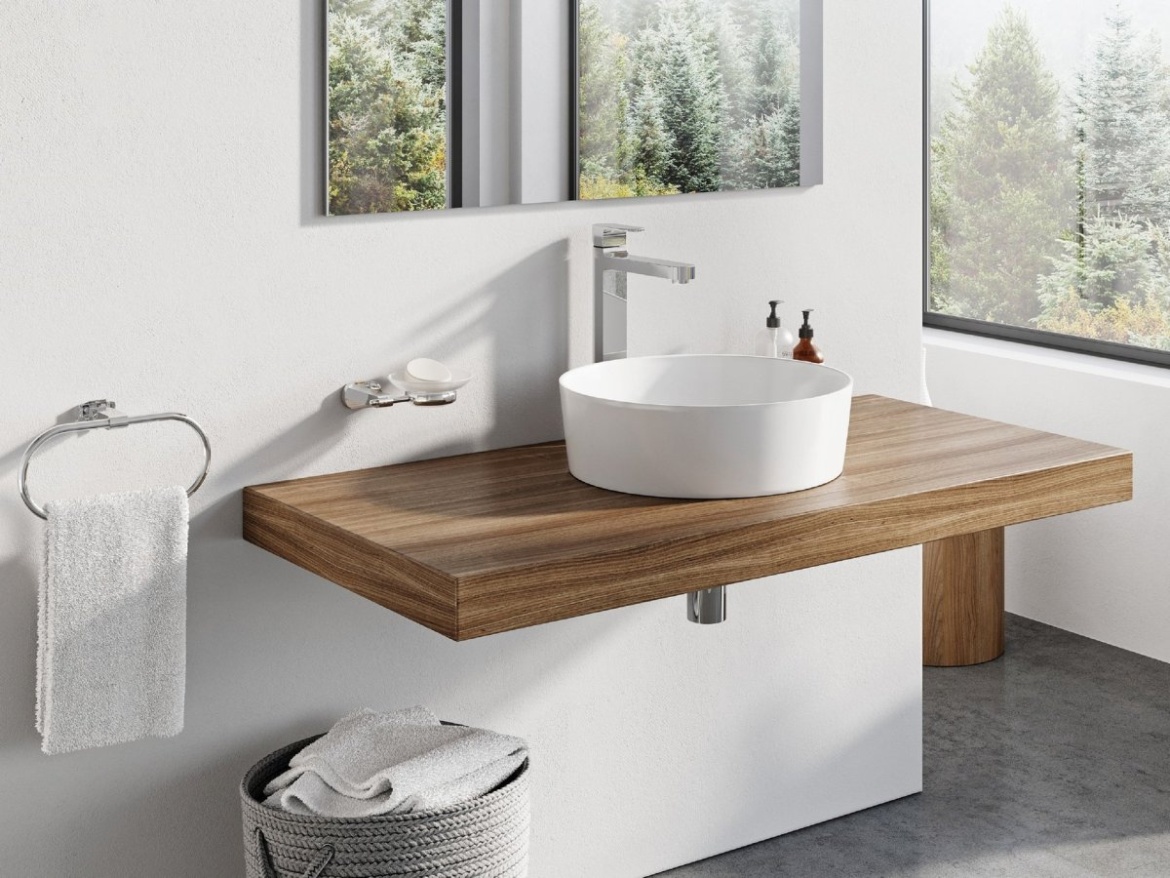 Ravak Umyvadlo Uni Slim 40, bez otvoru pro baterii, bez přepadu, černá matná