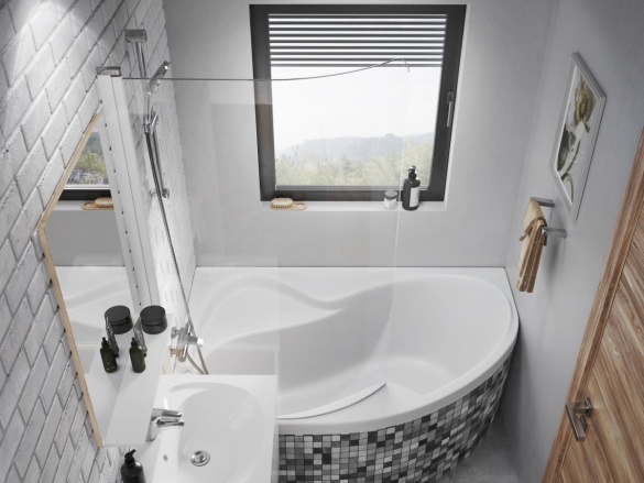 Ravak CVSK1 Rosa 140/150 P, černá+transparent