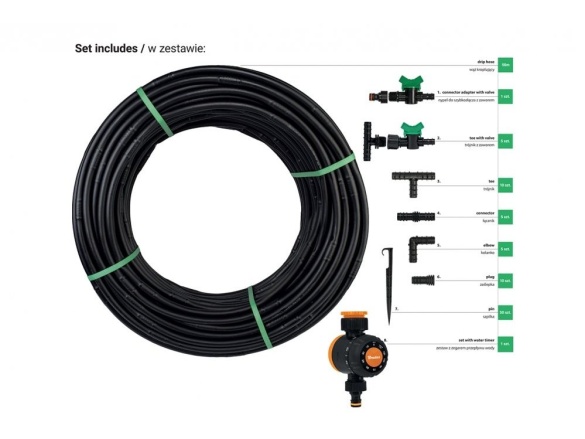 Bradas Kapková závlaha Bradas WATER FLOW DRIP - 50 m s časovačem