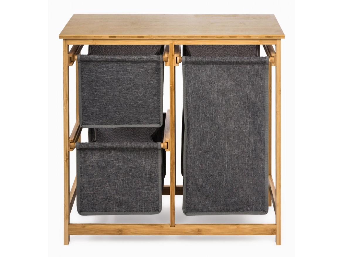 G21 Koš na prádlo  38 l s úložnými boxy, bambusový