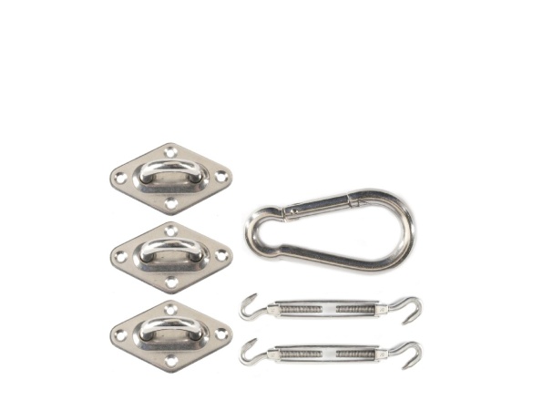 Příslušenství na uchycení stínící trojúhelníkové plachty- stříbrná