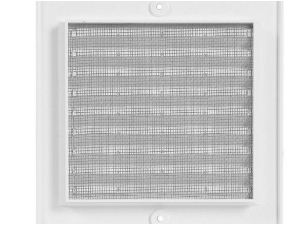 Haco Větrací mřížka 150 × 150 mm, s rámečkem a síťovinou, bílá,  0211