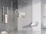 Ravak TE 093.00CR/WH Sprchový stĺp s termostatickou batériou, posuvný, so sprchovým setom, chróm/biela