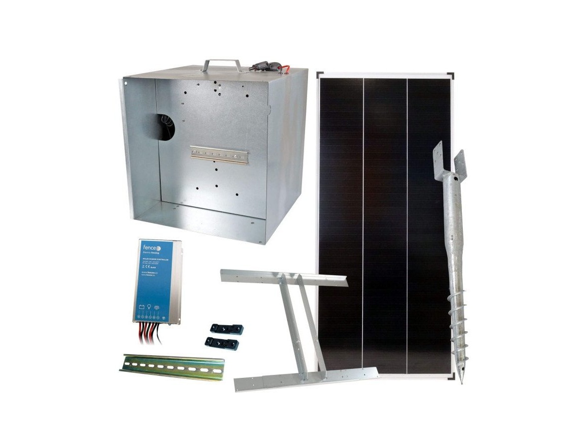 Scobax Základní sada na solární ohradník s bezpečnostní schránkou, regulátor 10 A, panel 40 W, konzole