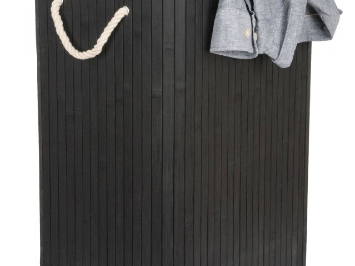 G21 Koš na prádlo  72 l, bambusový černý s bílým košem