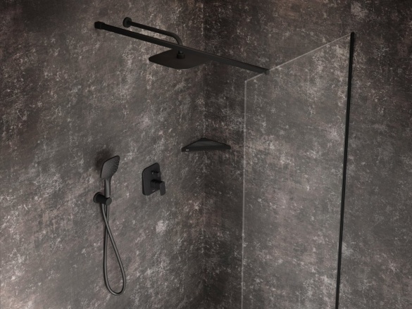 Ravak Polička Slim C, čierna/chróm