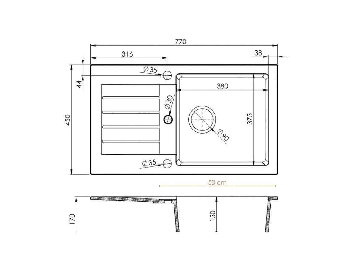 Kuchyňské dřezy Granisil Arcos 770.0