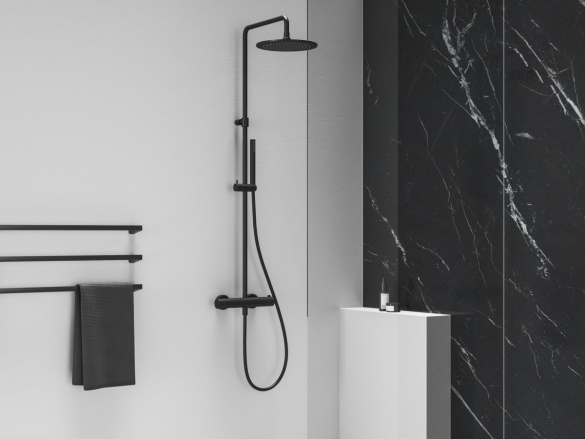 Ravak ES 091.60RGB Sprchový sloup s termostatickou baterií, posuvný, se sprchovým setem, Rose Gold Brushed