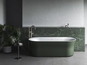 Ravak Vana Ypsilon 180x80, volně stojící, Deepsea Blue/bílá, krytka odtoku bílá/černá/chrom