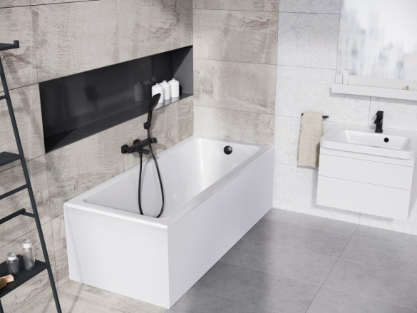 Ravak TD F 022.20BLM Vaňová nástenná batéria bez sprchového setu, čierna matná