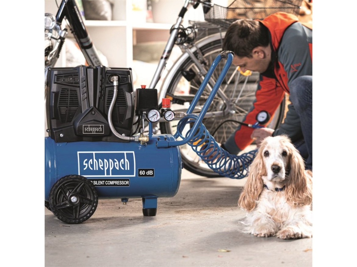 Tichý bezolejový dvouválcový kompresor 24 l Scheppach HC 25 Si