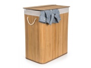 G21 Koš na prádlo  105 l s rozdělovačem, bambusový s bílým košem