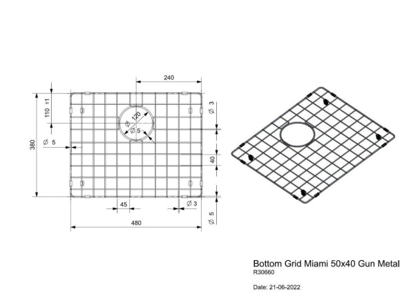 Kuchyňské dřezy Reginox SET Miami 500 Gun metal + baterie Cano + příslušenství