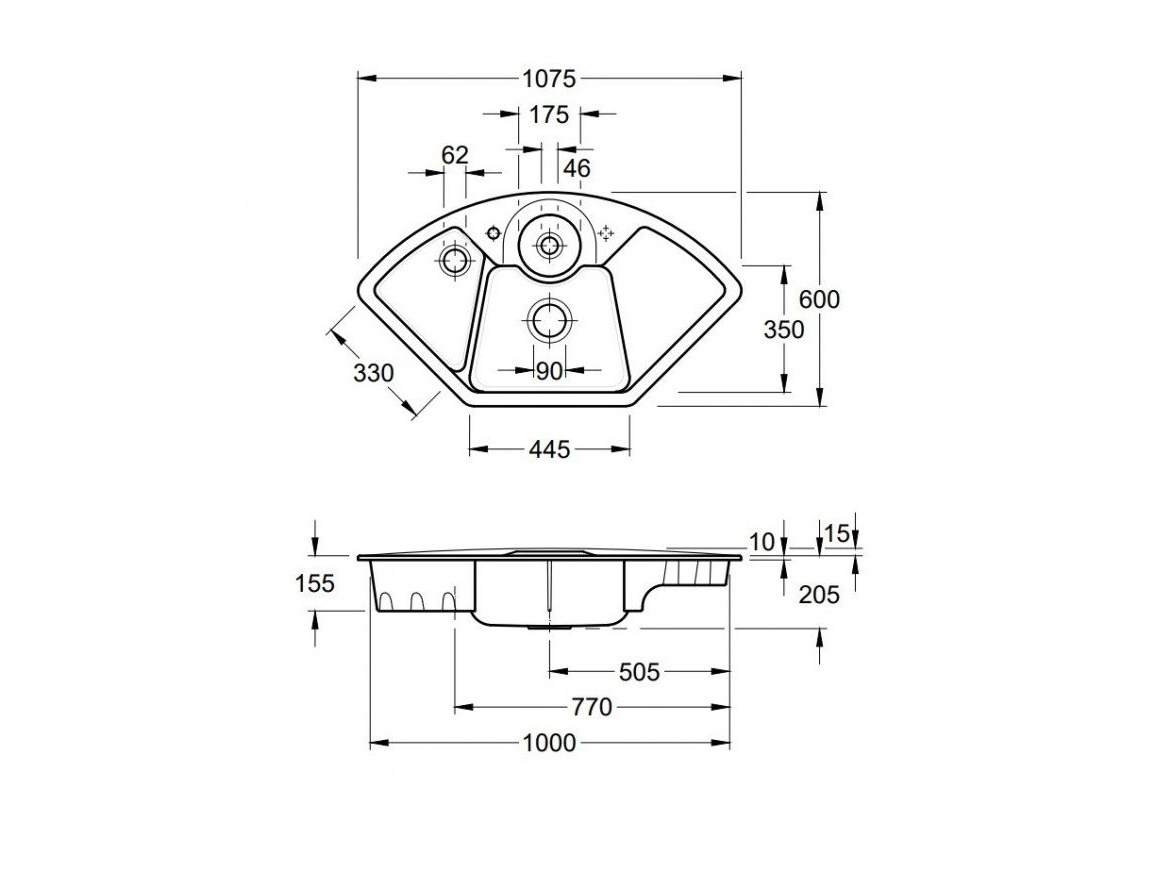 Kuchyňské dřezy Villeroy & Boch Solo Corner 1075.20R