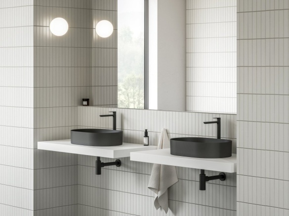 Ravak Umývadlo Ceramic Slim O 55, bez otvoru pre batériu, bez prepadu, antracit