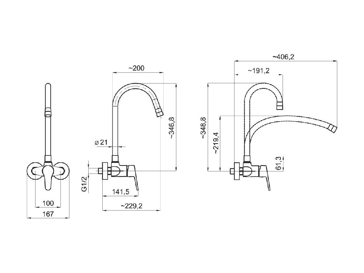 Novaservis Dřezová baterie Ferro 100 mm, černá/chrom, nástěnná,  94484,0C