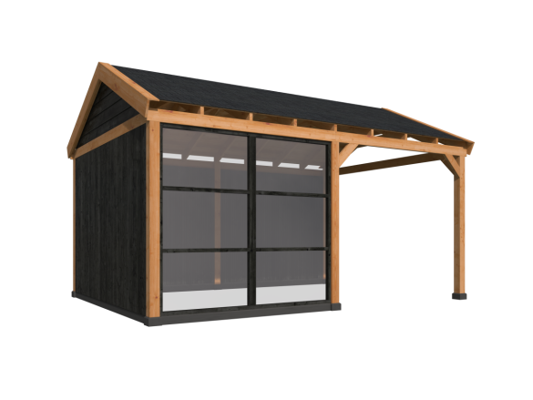 Wood satteldach Göteborg, typ 1 (schwarz gesprühte Wände)