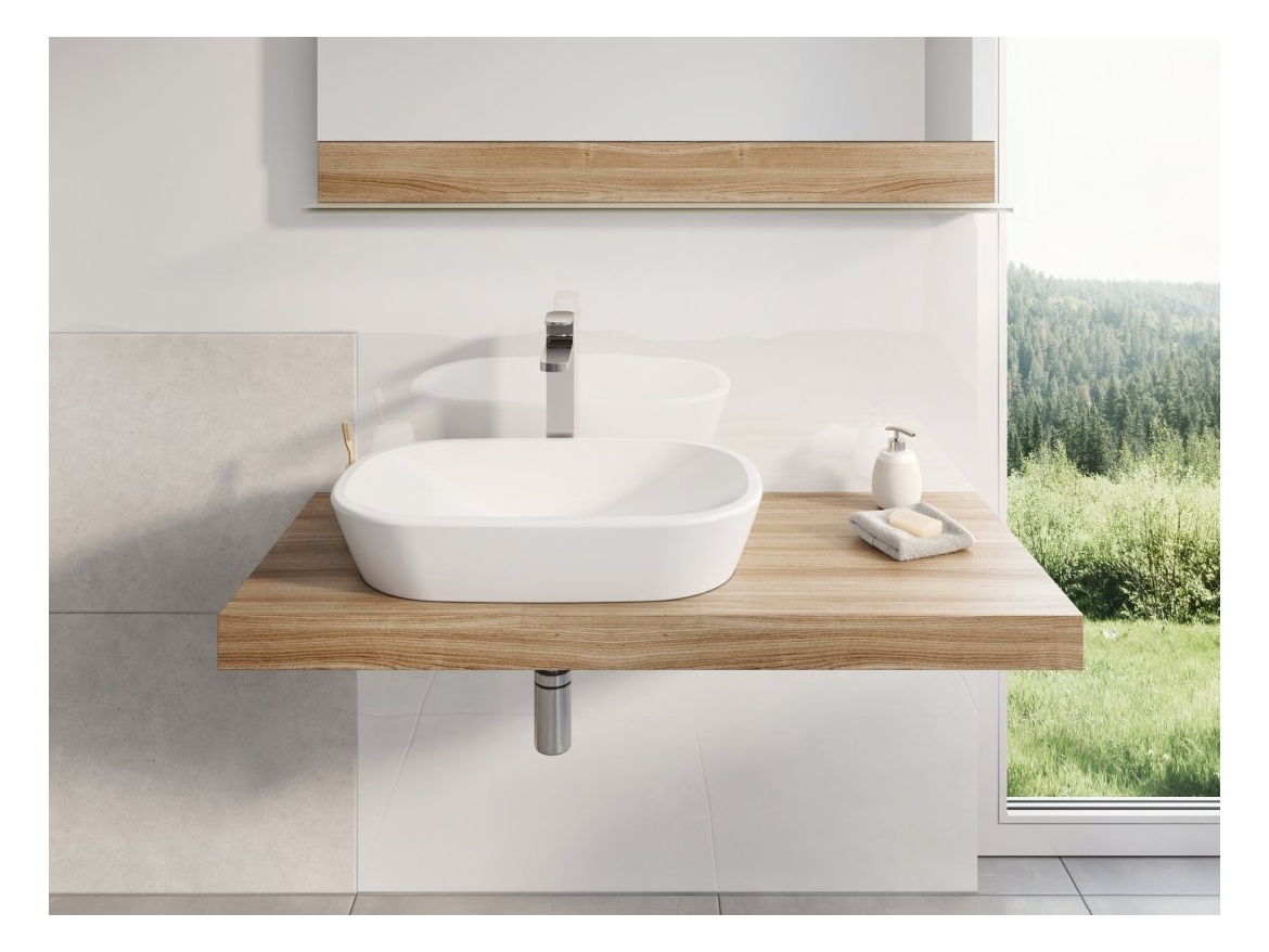 Ravak Umývadlo Ceramic O 60, bez otvoru pre batériu, bez prepadu, biela