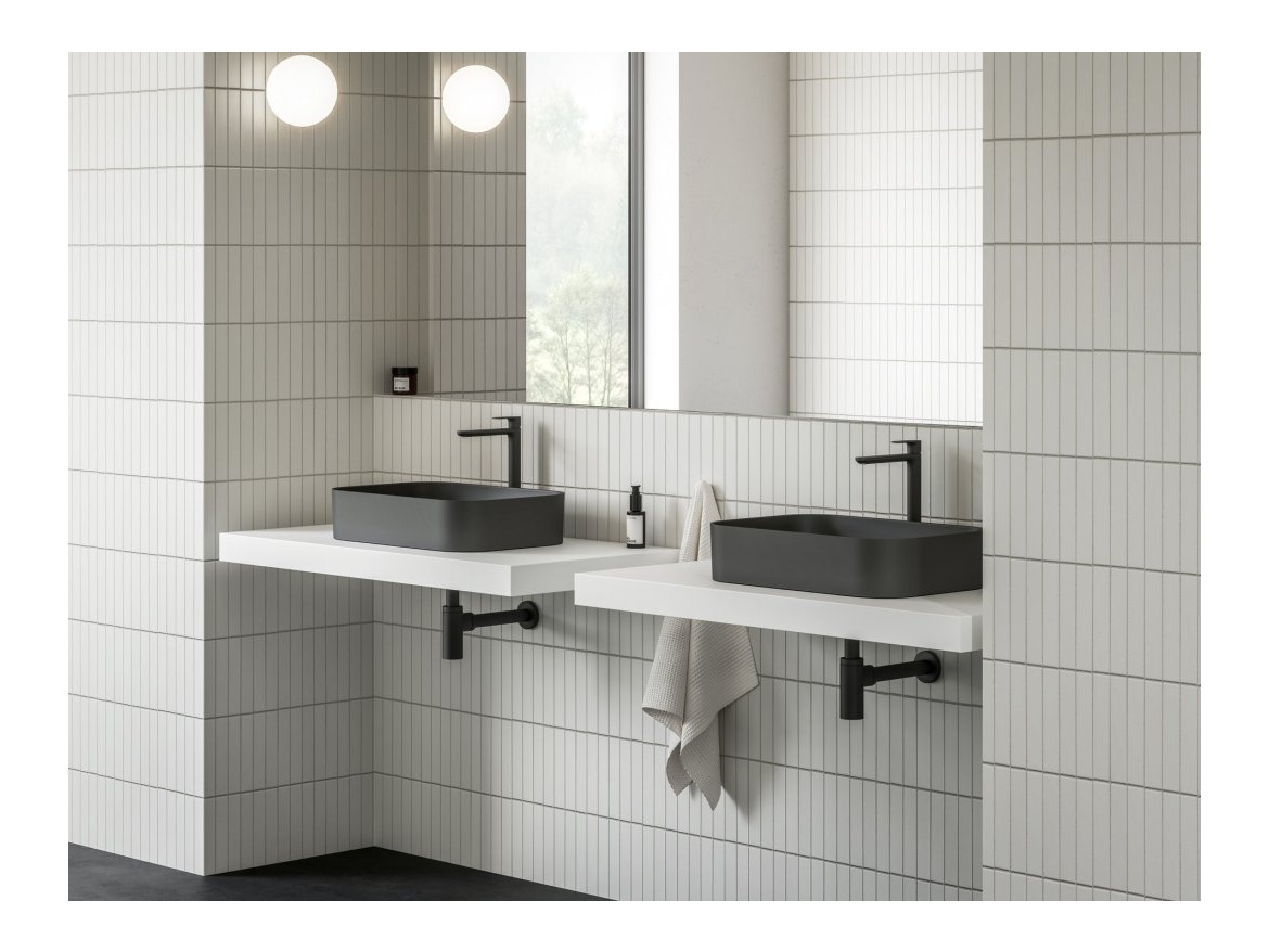 Ravak Umývadlo Ceramic Slim R 55, bez otvoru pre batériu, bez prepadu, biela