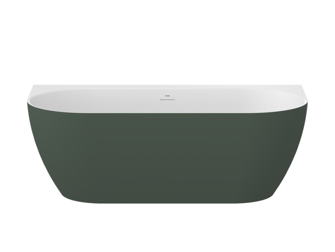 Ravak Vana Freedom Wall Tec 170x87 cm, volně stojící, Grey Green/bílá, krytka odtoku bílá/černá/chrom