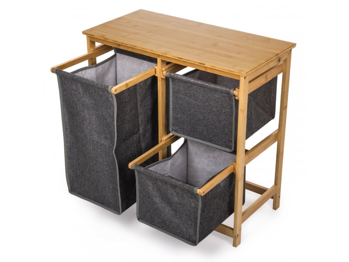 G21 Koš na prádlo  38 l s úložnými boxy, bambusový