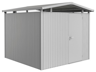 Zahradní domky Biohort –  Panorama P2, strieborná metalíza s jednokrídlovými dverami