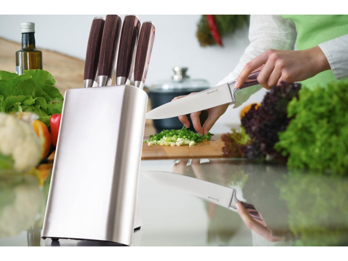 G21 Sada nožů  Gourmet Steely 5 ks + nerez blok