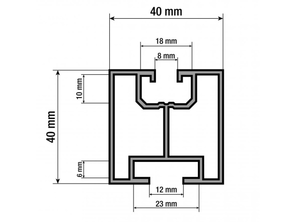 G21 Hliníkový profil  40x40 mm pro kladívkový šroub a spec. kámen, 6 m