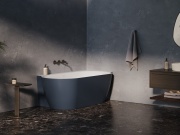 Ravak Vana Freedom Corner II Tec 175x86 L, volně stojící, Alabaster Pink/bílá, krytka odtoku bílá/černá/chrom