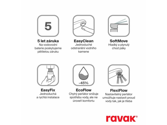 Ravak EL 015.01CR Umývadlová batéria BeCool 335 mm bez odtokovej armatúry, chróm