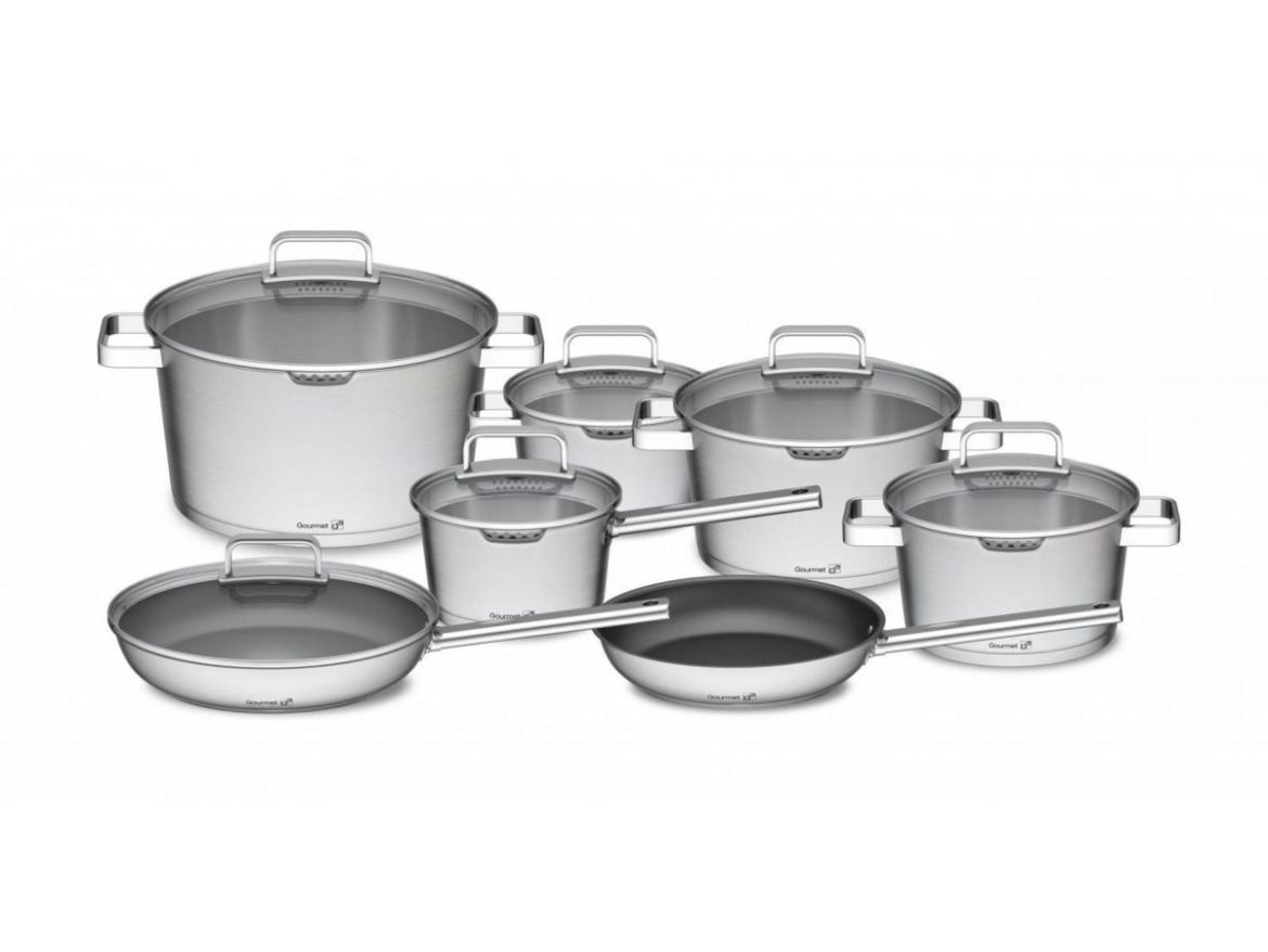 G21 Sada nádobí  Gourmet Magic s cedníkem, 13 dílů, nerez