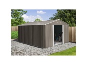 Zahradní domek kovový 3 x 3,7 m se sedlovou střechou hnědý Riwall PRO RMSA 12x10 Brown