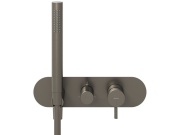 Ravak ES 065.20GB.O2.RB07D.+S Podomítková baterie 2-cestná bez tělesa, se sprchovým setem, Graphite Brushed