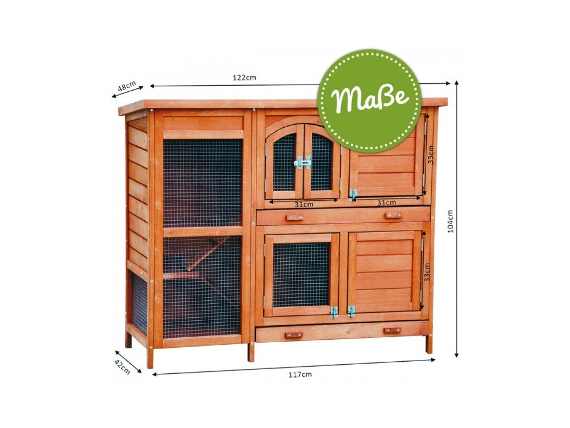 Scobax Dřevěná králíkárna TEPLICE, 1220x480x1035 mm