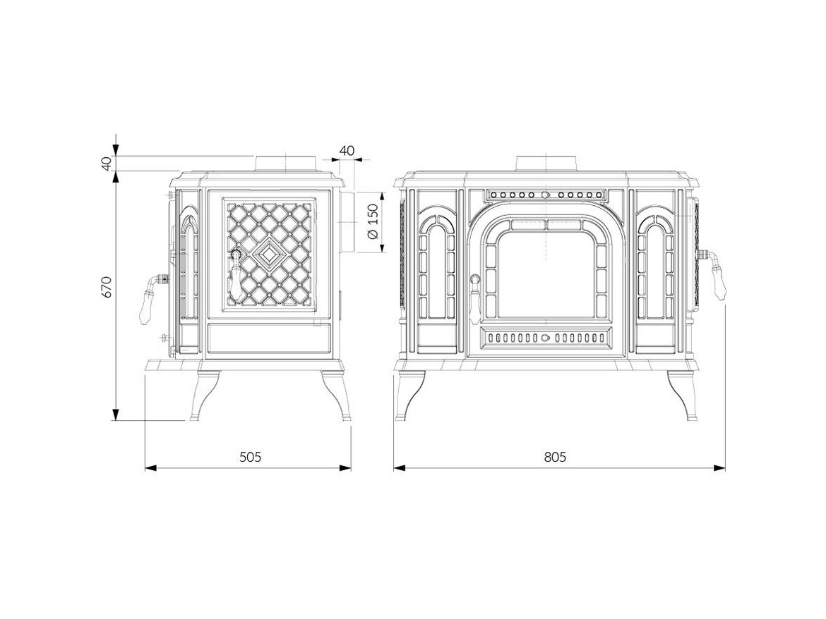 Kawmet Litinová krbová kamna P7 PB s varnými plotnami - 10,5 kW ECO + příslušenství