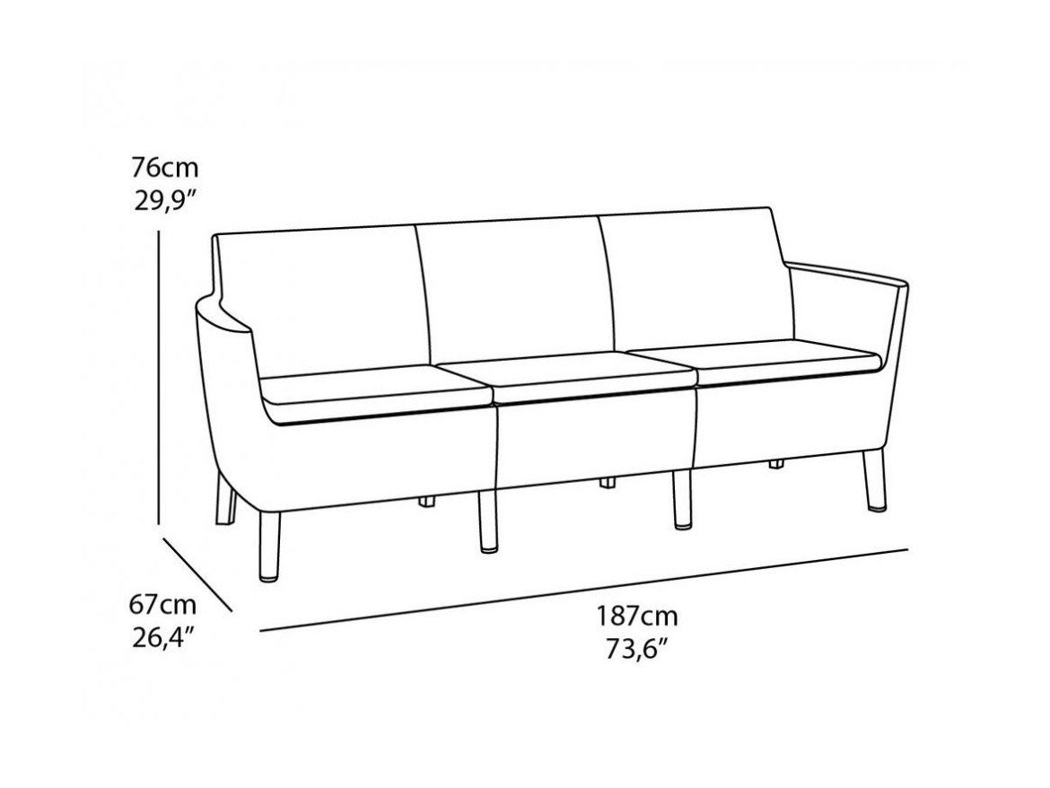 Keter Třímístná zahradní pohovka  Salemo - 187 x 67 x 76 cm - hnědá / béžová