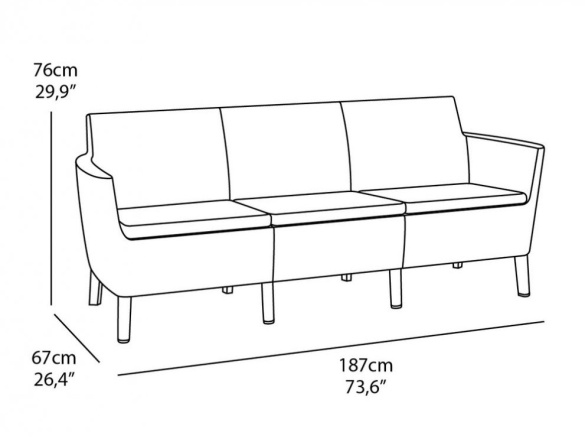 Keter Třímístná zahradní pohovka  Salemo - 187 x 67 x 76 cm - hnědá / béžová