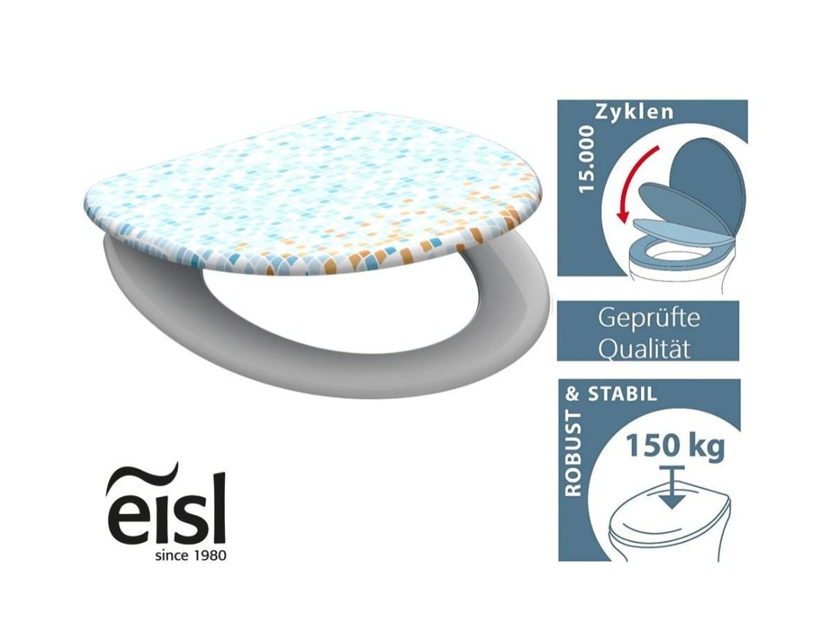 WC sedátka, záchodová prkna Schütte MOSAIK BLAU-ORANGE | Duroplast, Soft Close