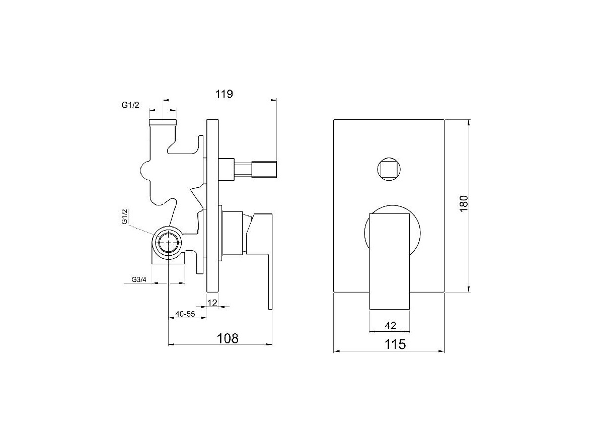 Novaservis Sprchová/vanová baterie Nobless Edge, chrom, podomítková, s příslušenstvím,  36050R,0