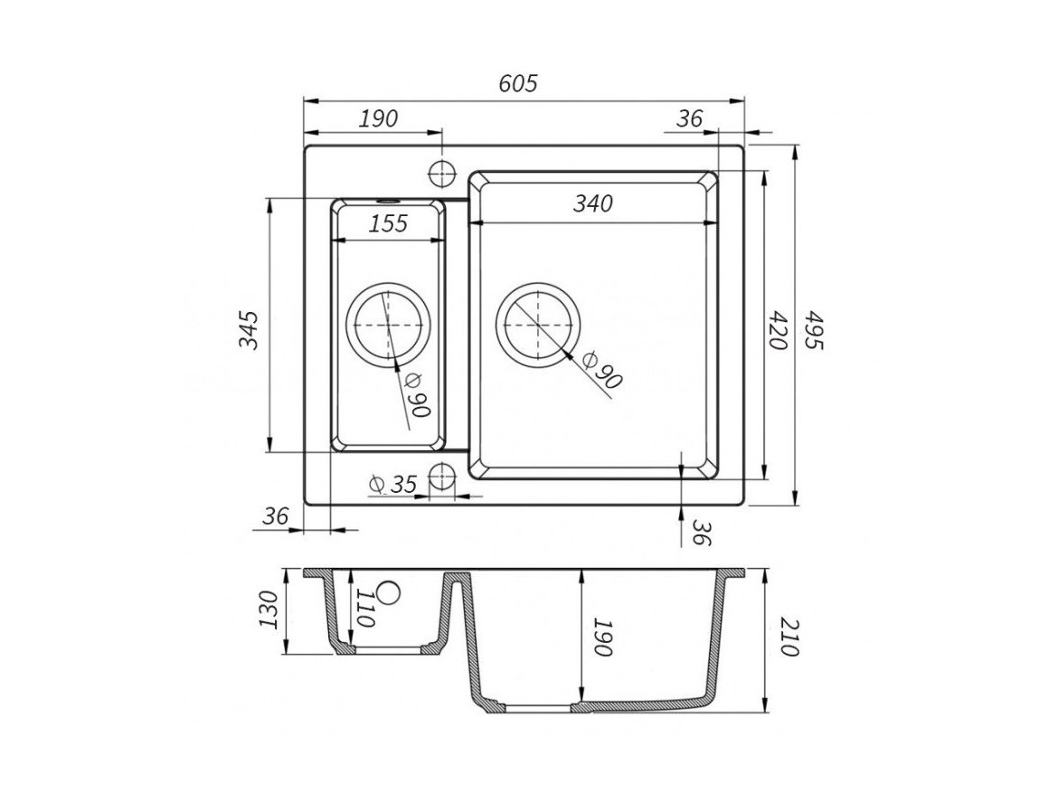 Kuchyňské dřezy Granisil Fabero 605.2