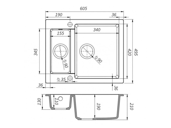 Kuchyňské dřezy Granisil Fabero 605.2