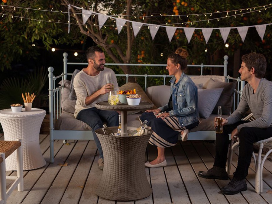 Záhradný stôl grafitový Keter Stůl Cool Bar Rattan