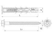 Nezápustná s šestihrannou hlavou TORX a podložkou Rawlplug R-FF1-K