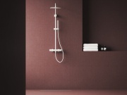 Ravak SG 091.10WHM Sprchový sloup s termostatickou baterií, posuvný, se sprchovým setem, bílá matná