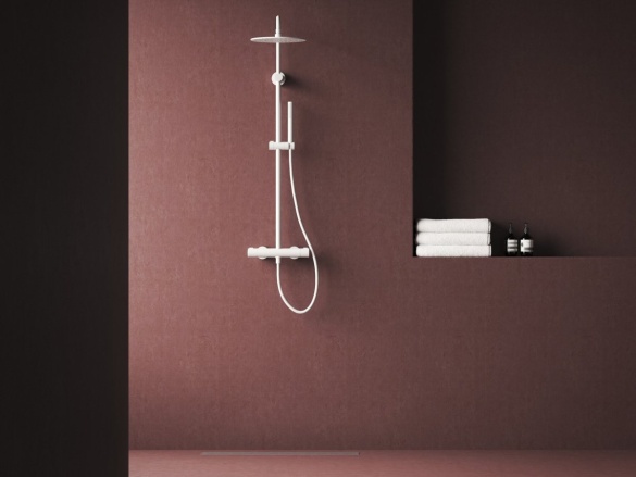 Ravak SG 091.20BLM Sprchový stĺp s termostatickou batériou, posuvný, so sprchovým setom, čierna matná