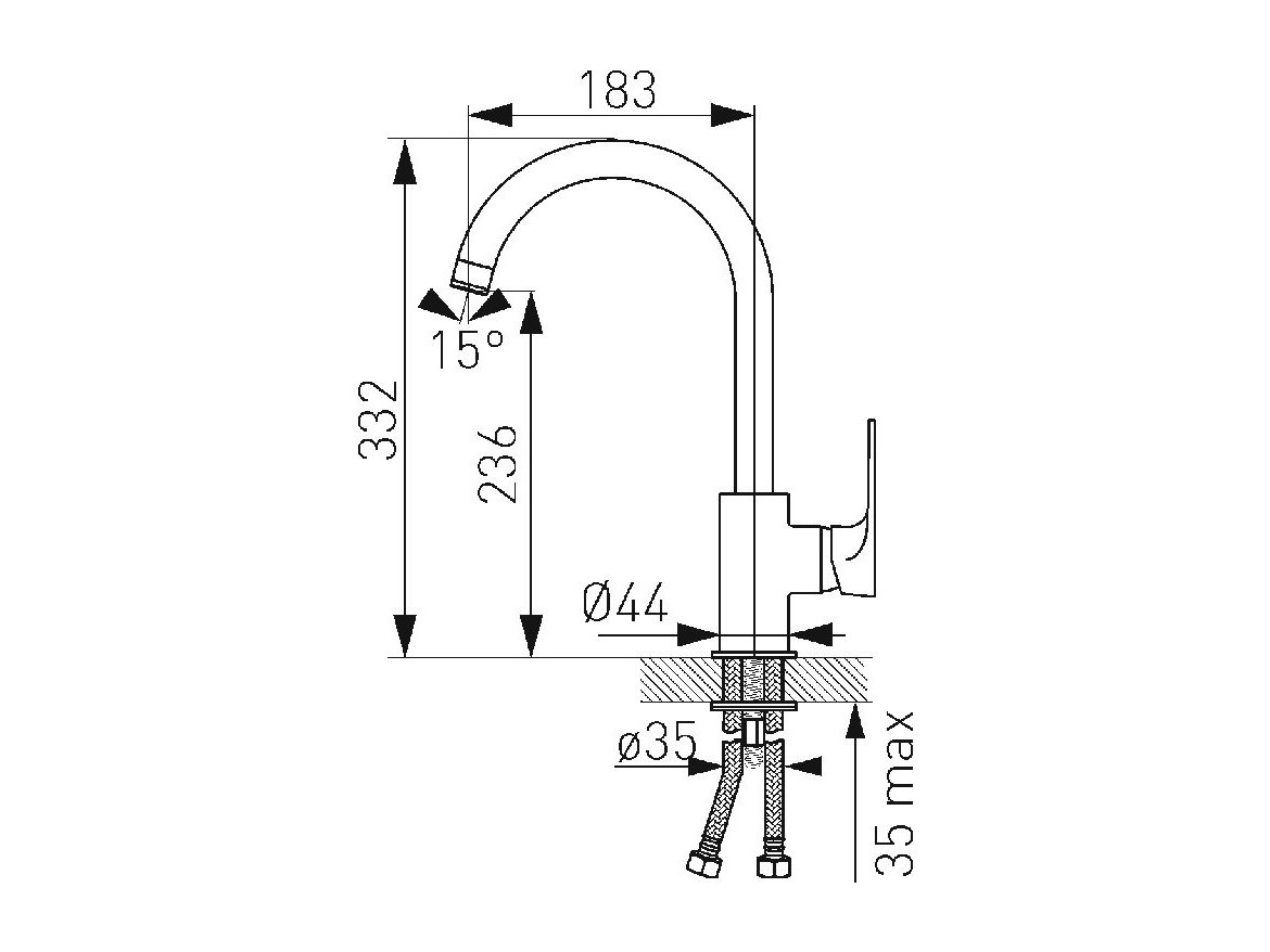 Novaservis Dřezová baterie Algeo Square, chrom, stojánková,  BAQ4 (82713,0)