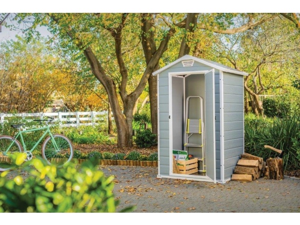 Plastový záhradný domček Keter MANOR 4 x 3 šedý, s podlahou