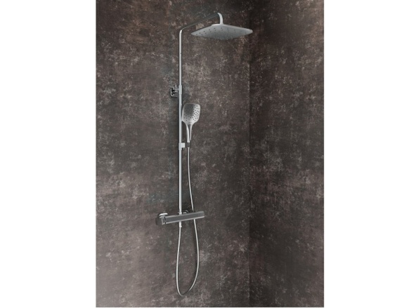 Ravak TD F 098.00BLM Sprchový sloup netermostatický, posuvný, se sprchovým setem, černá matná