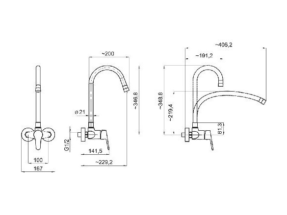 Novaservis Dřezová baterie Ferro 100 mm, stříbrnošedá/chrom, nástěnná,  94484,0S